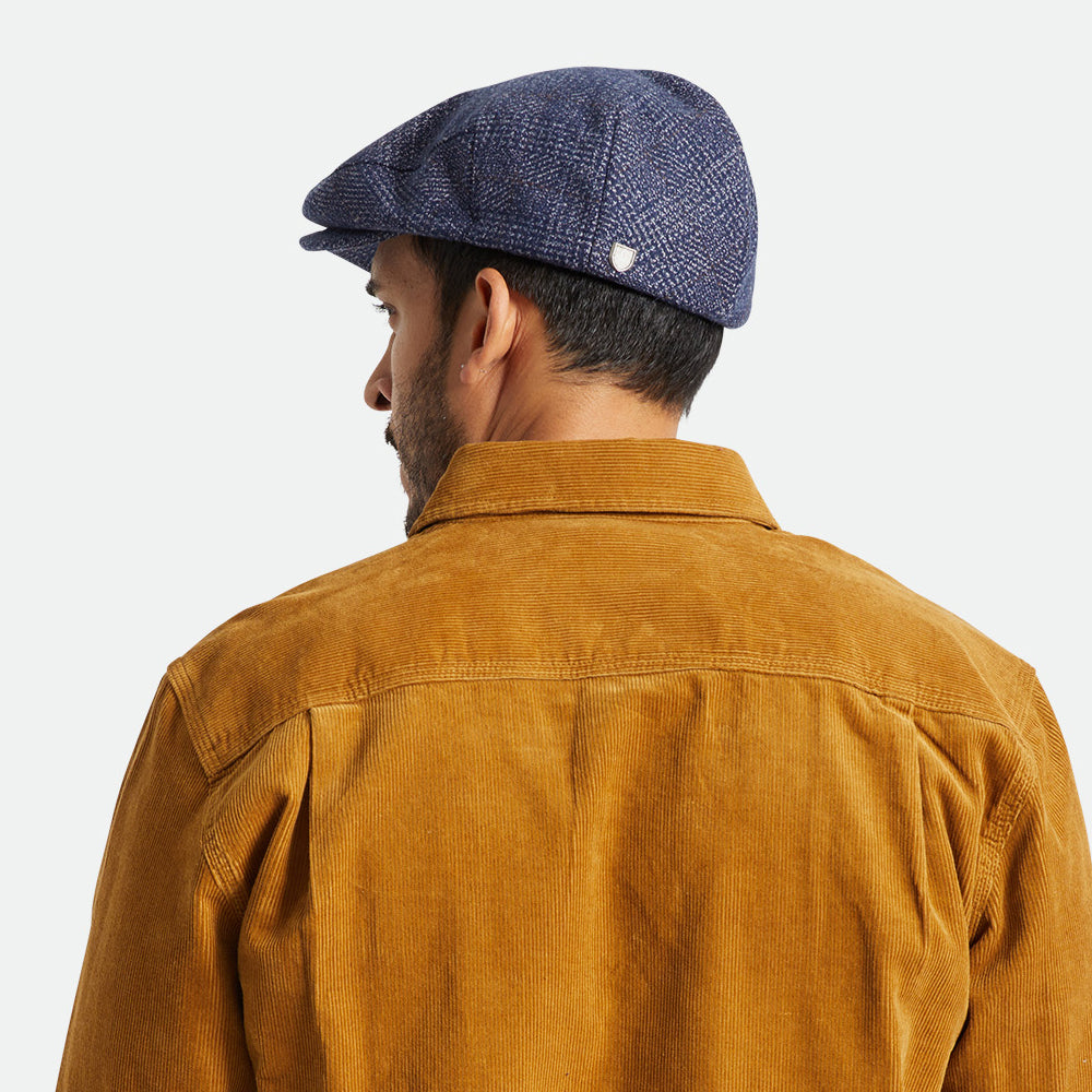 Gorra plana Hooligan a cuadros de Brixton - Azul Marino-Blanco Roto