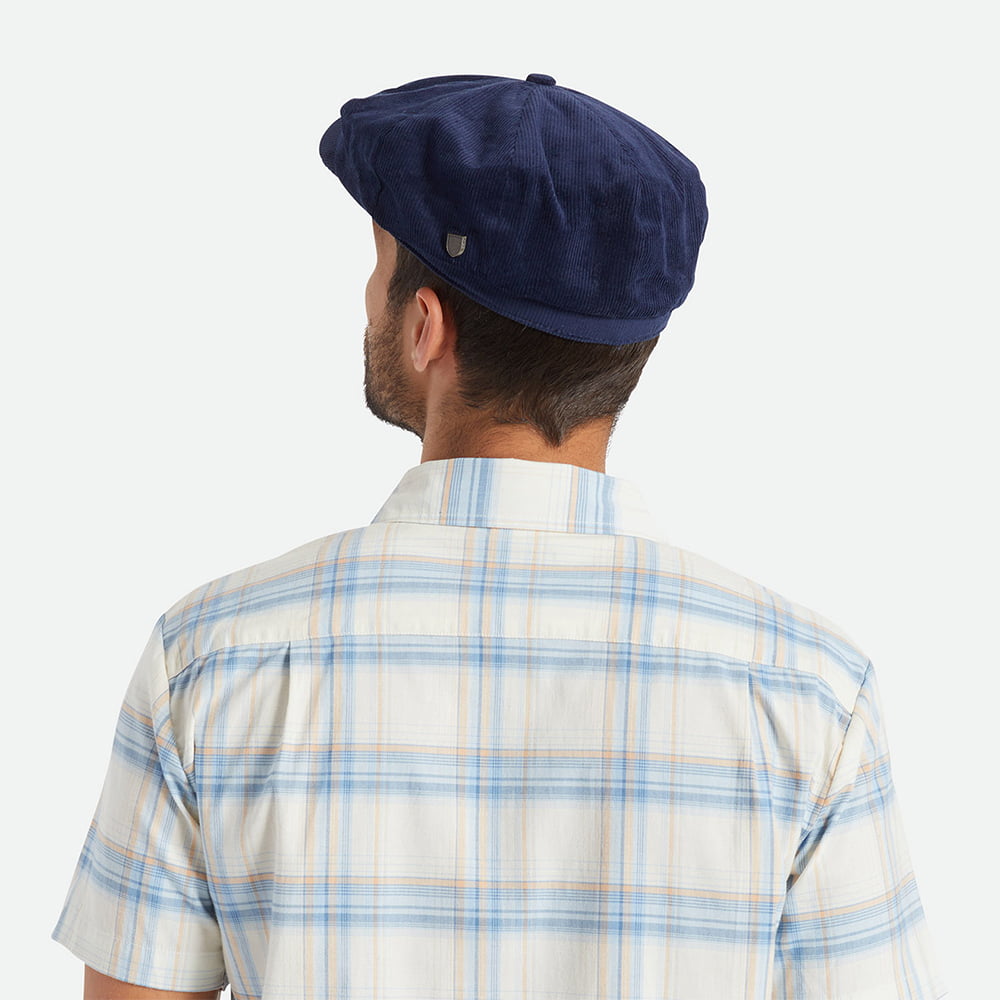 Gorra Newsboy Brood holgada de pana de Brixton - Azul Marino