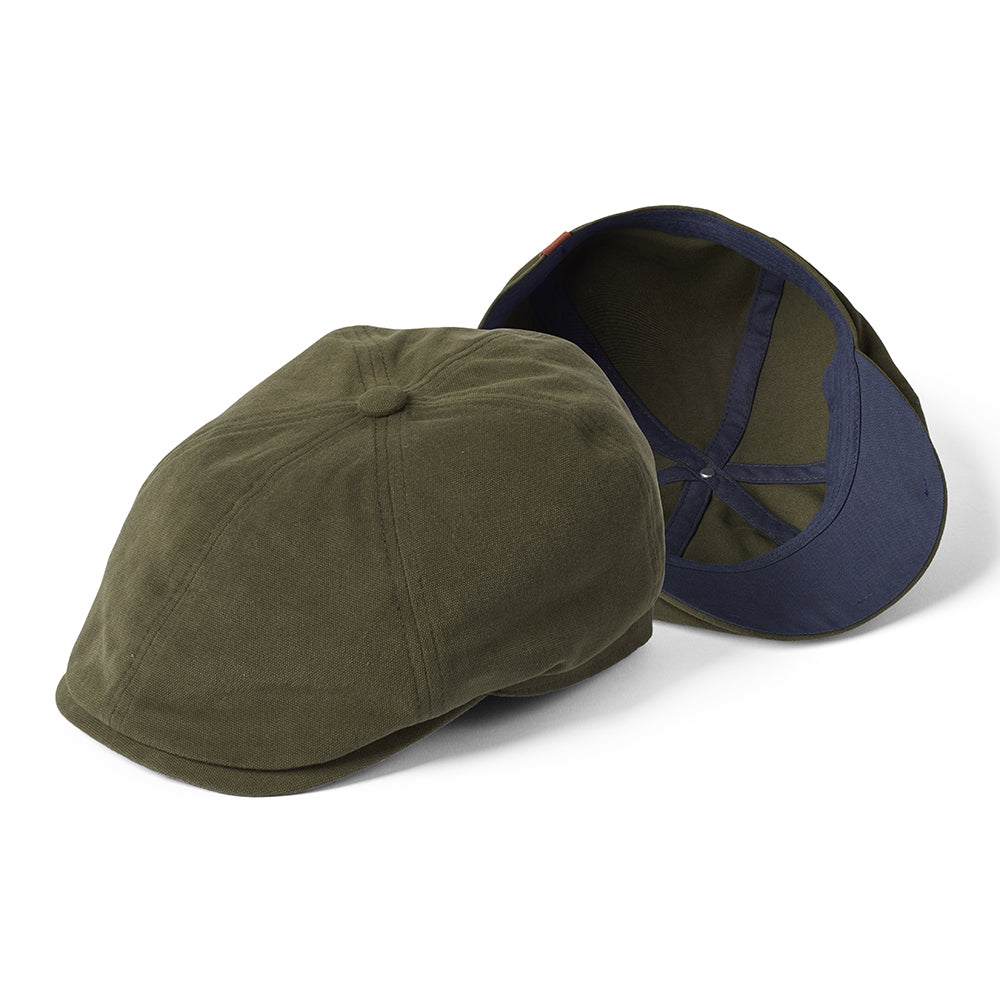 Gorra Newsboy Hudson de algodón de Failsworth - Kaki-Azul Marino
