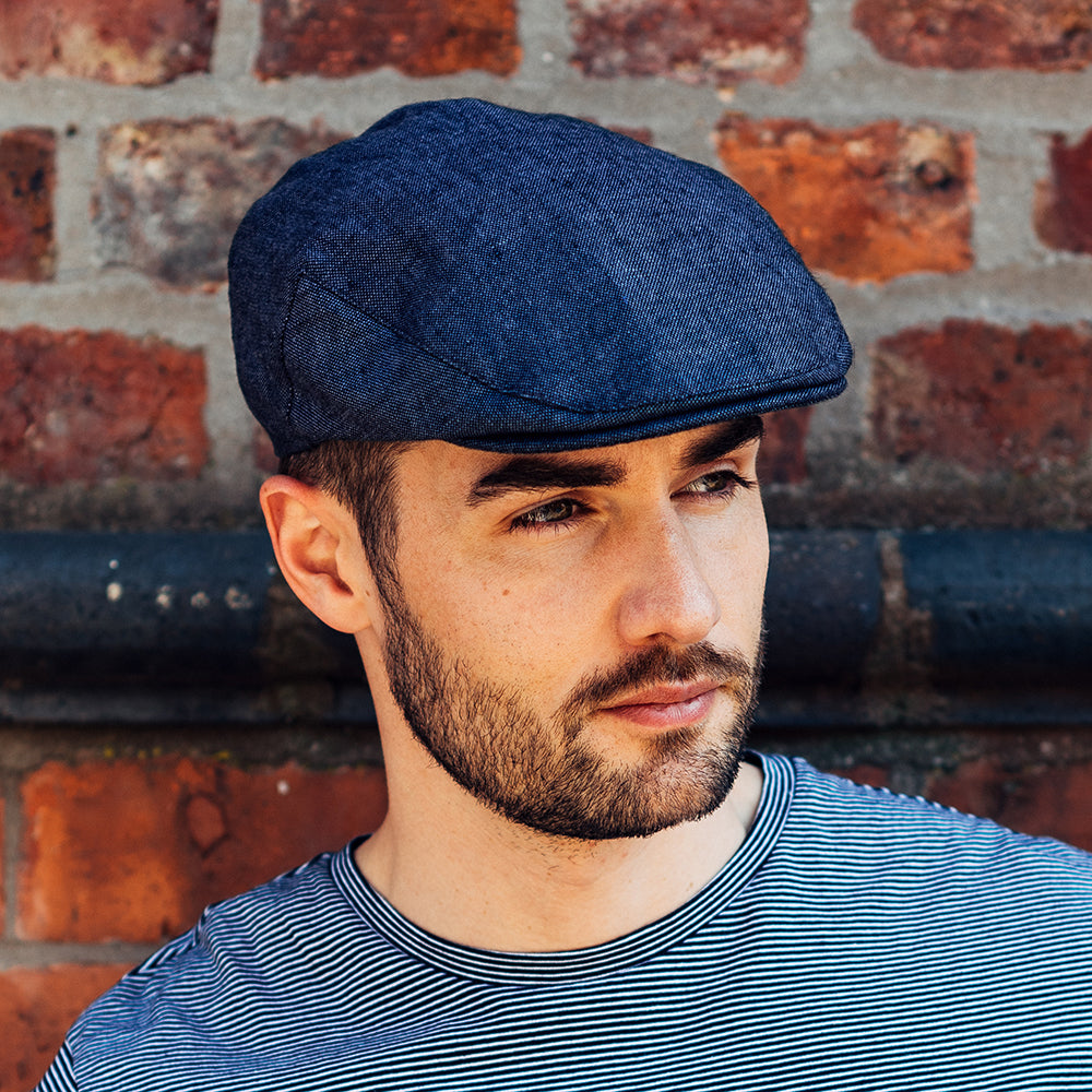 Gorra plana de lino de Failsworth - Azul