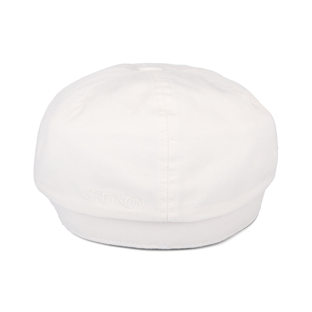 Gorra Newsboy de sarga de algodón de Stetson - Blanco