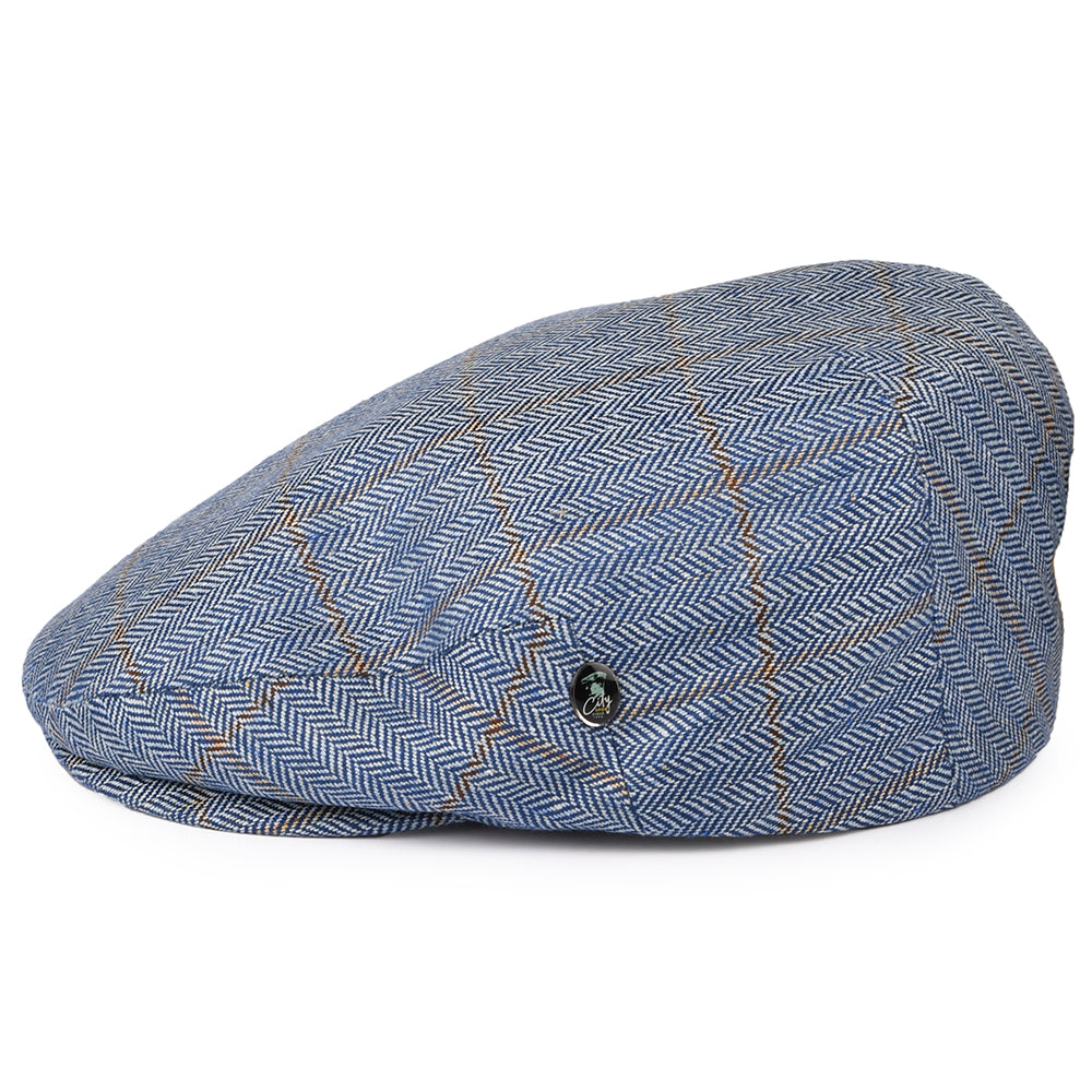 Gorra plana de seda pura espiga a cuadros de City Sport - Azul