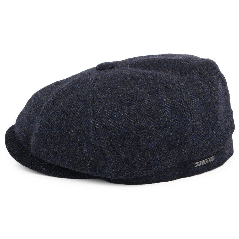 Gorra Newsboy Hatteras de lana diseño de espiga de Stetson - Azul