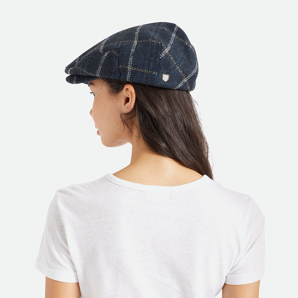 Gorra plana Hooligan holgada a cuadros de Brixton - Azul-Negro