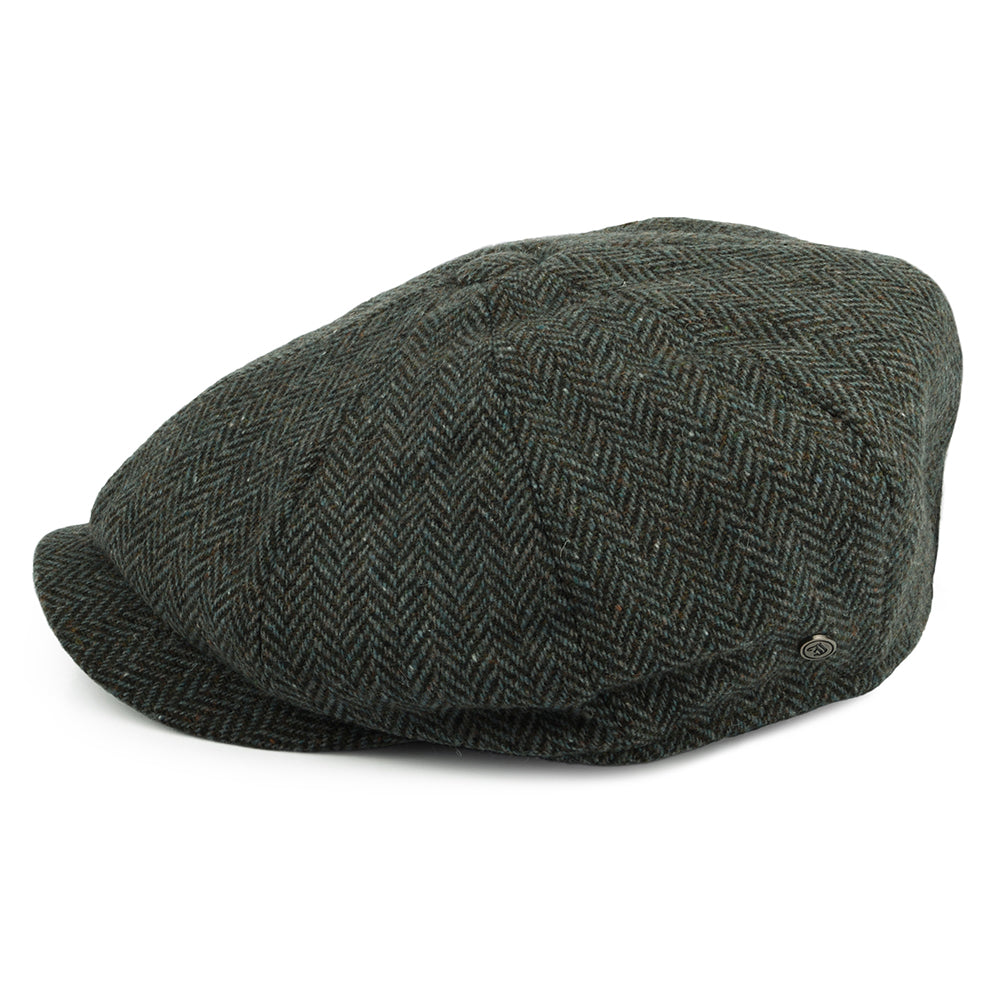 Gorra Newsboy Bridgetown de Tweed Donegal diseño de espiga de Jaxon & James - Bosque-Salvia