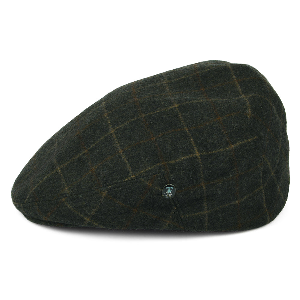 Gorra plana de loden wool a cuadros de City Sport - Verde Musgo