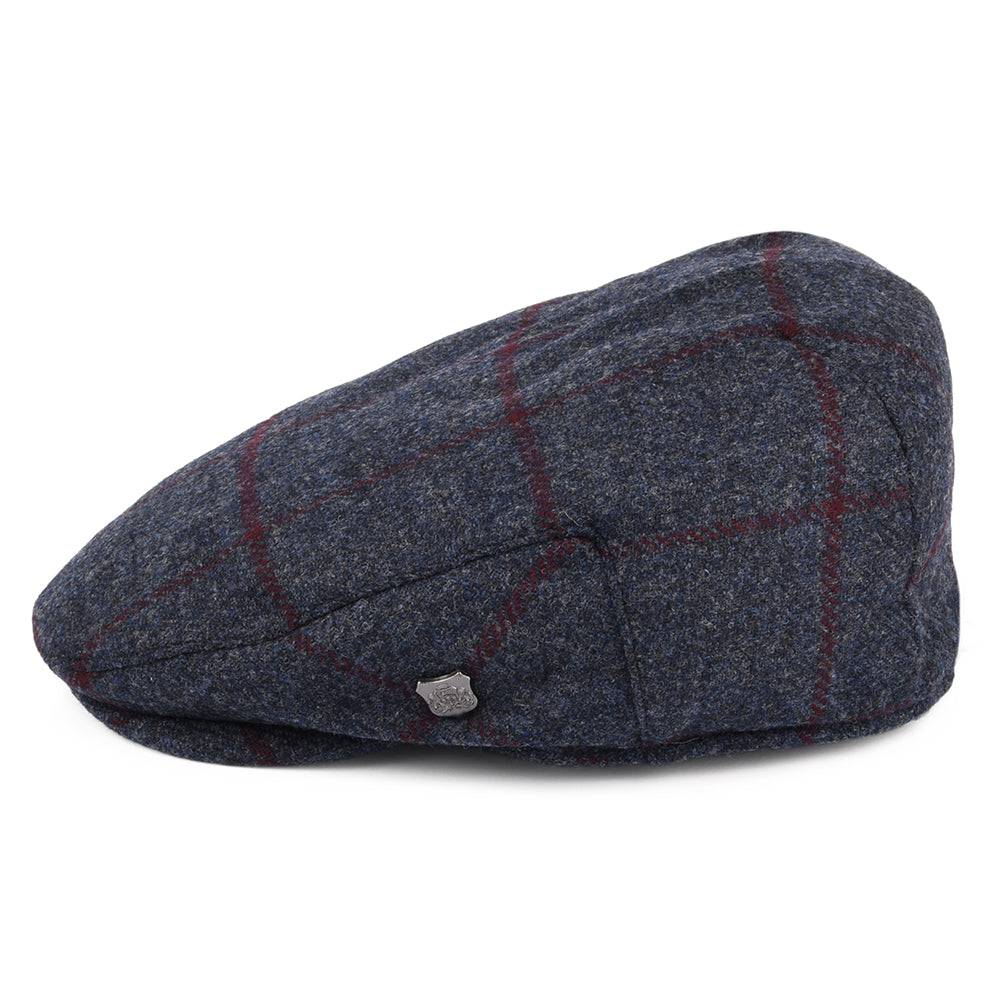 Gorra plana Cambridge de Moons a cuadros de Failsworth - Azul Marino/Burdeos