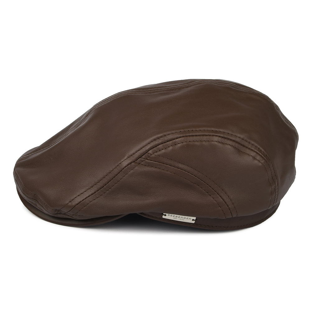 Gorra plana de piel de Seeberger - Marrón