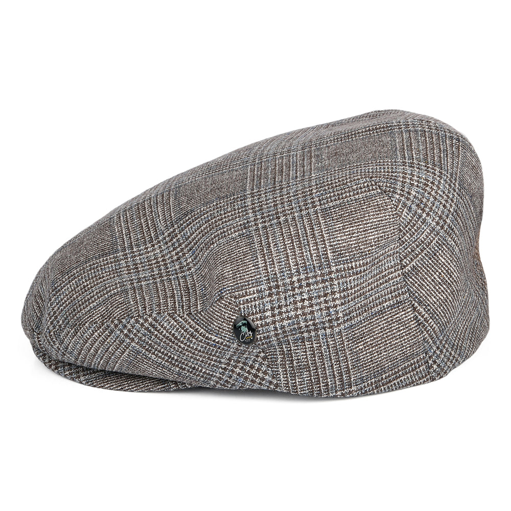 Gorra plana de seda-lana Príncipe de Gales de City Sport - Marrón-Azul