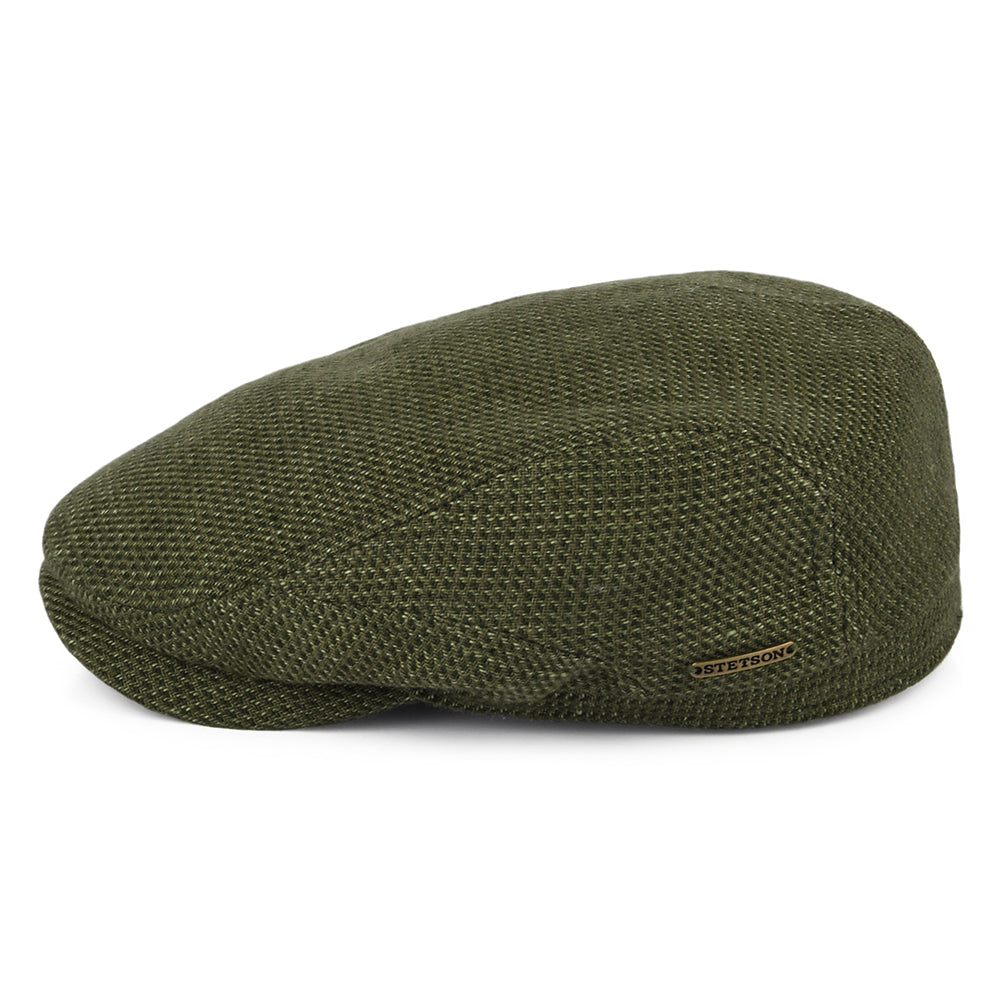 Gorra plana Driver de lino-algodón de Stetson - Oliva-Kaki