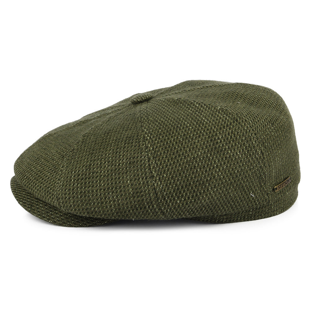 Gorra Newsboy Hatteras de lino-algodón de Stetson - Oliva-Kaki