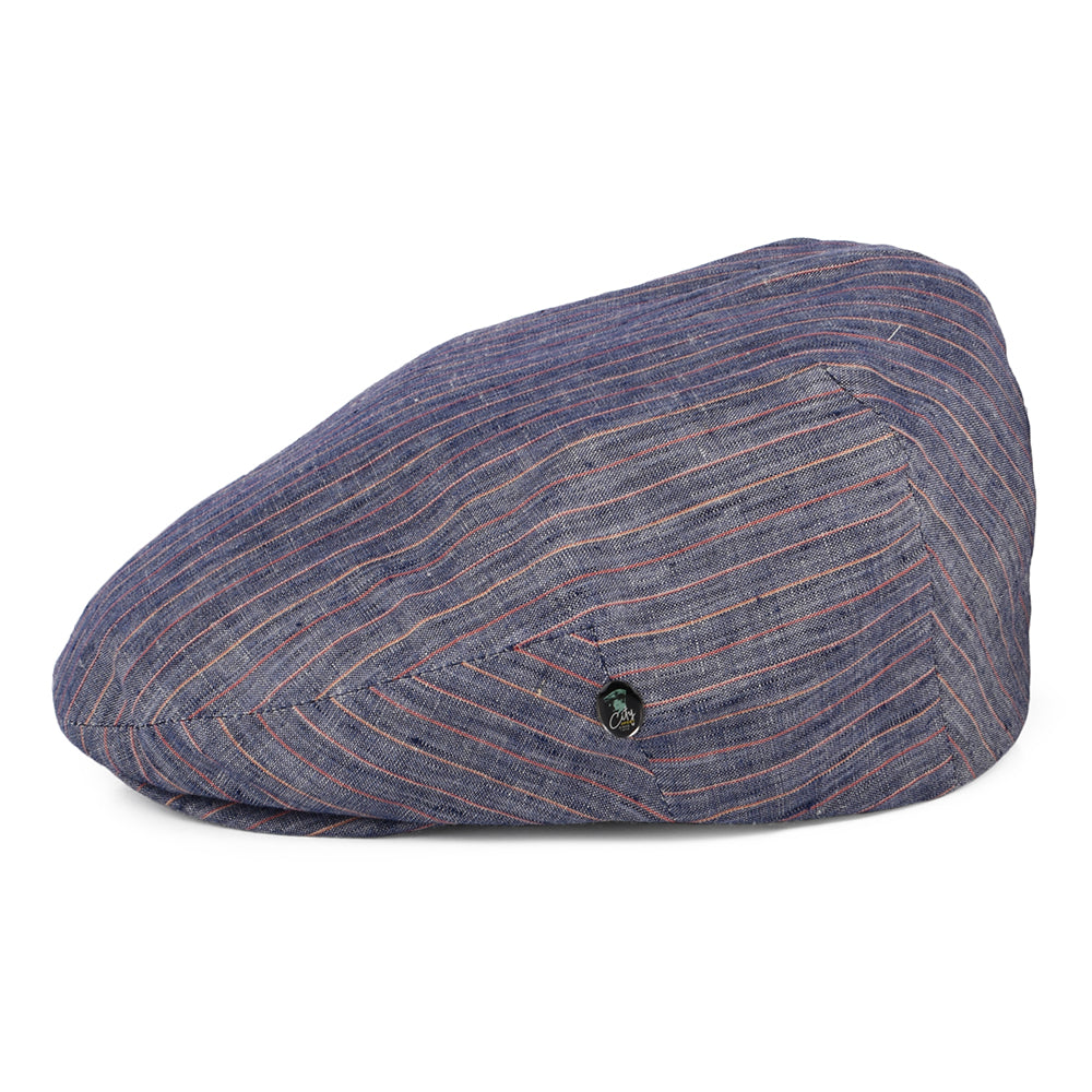 Gorra plana de lino con franjas de City Sport - Azul