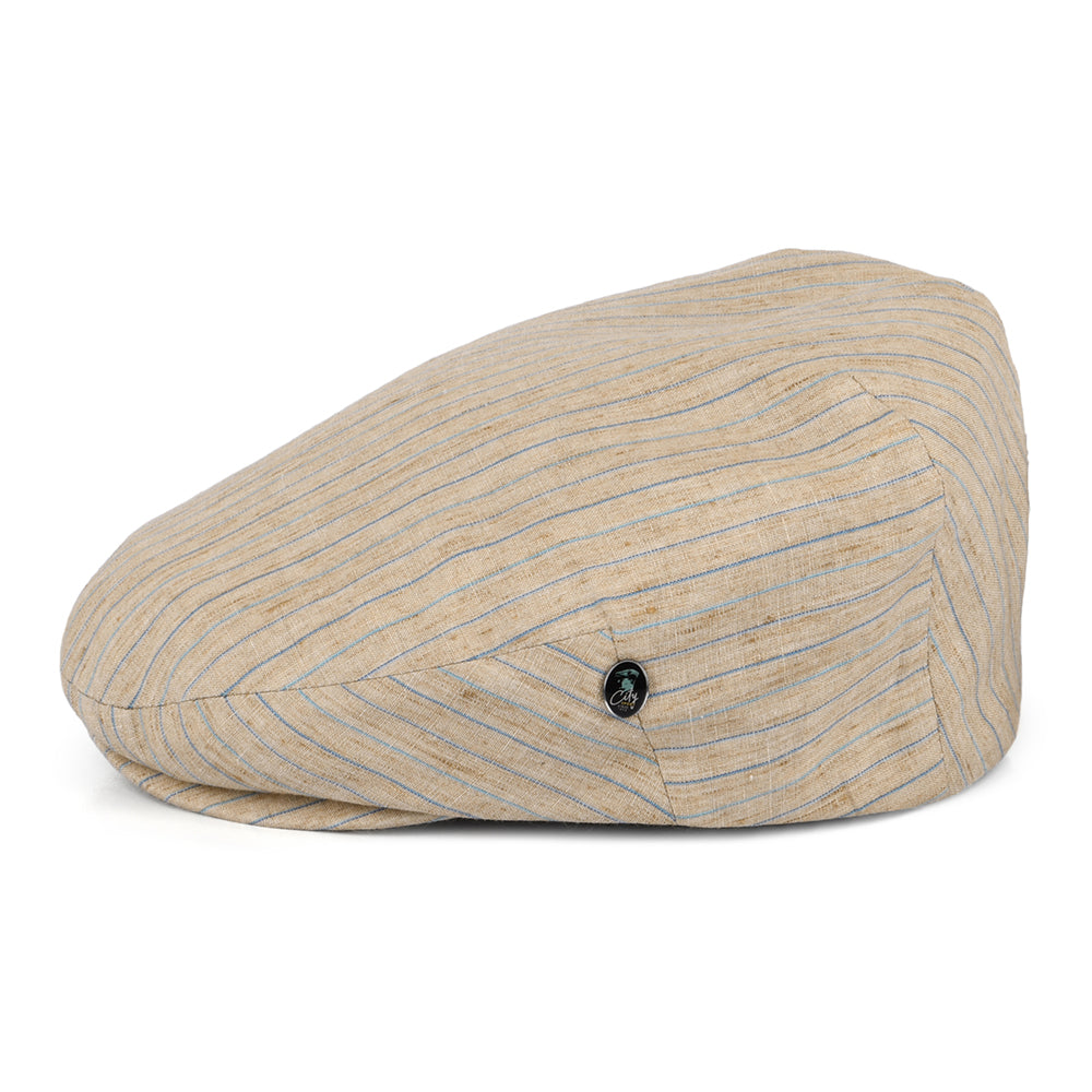 Gorra plana de lino con franjas de City Sport - Natural