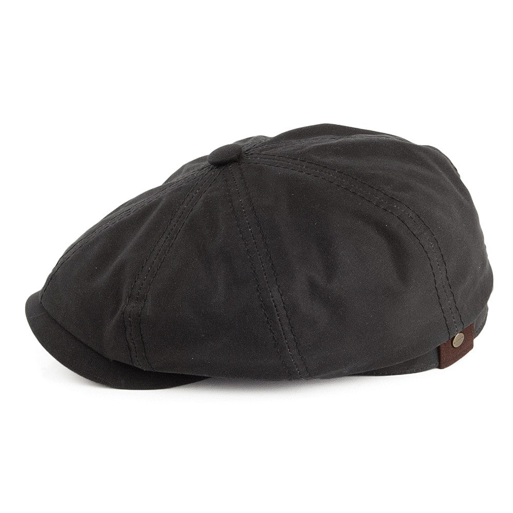 Gorra plana Newsboy Hatteras de algodón de Stetson - Negro Lavado