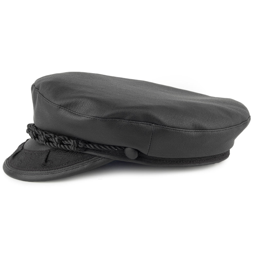 Gorra marinera de piel sintética mate de Jaxon & James - Negro
