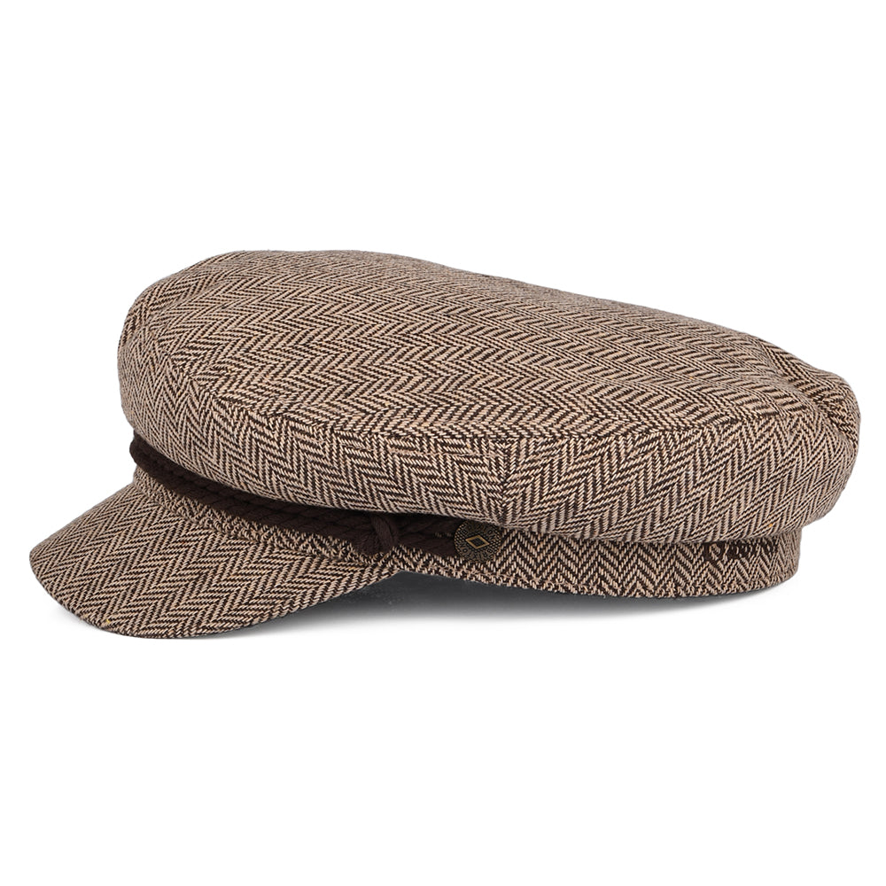 Gorra marinera diseño de espiga de Brixton - Marrón Oscuro-Arena