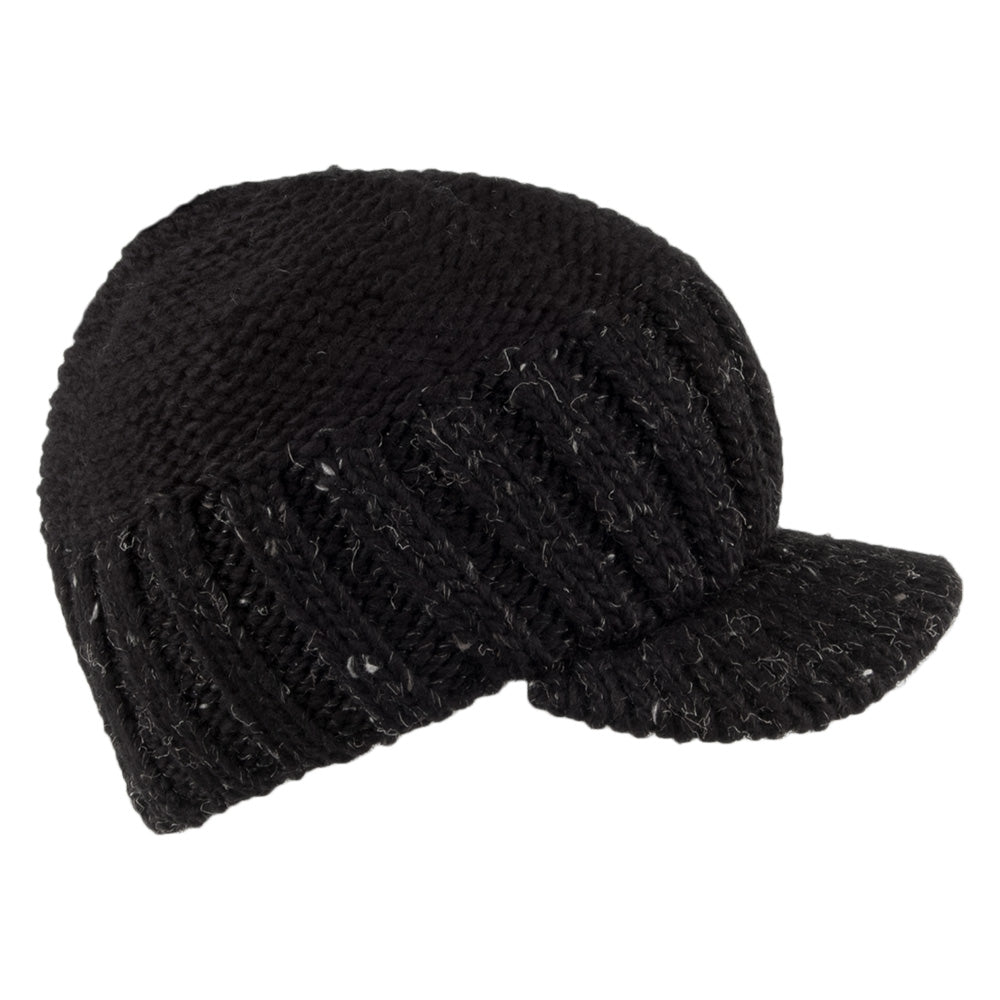Gorra militar tejida con hebilla de madera de Scala - Negro