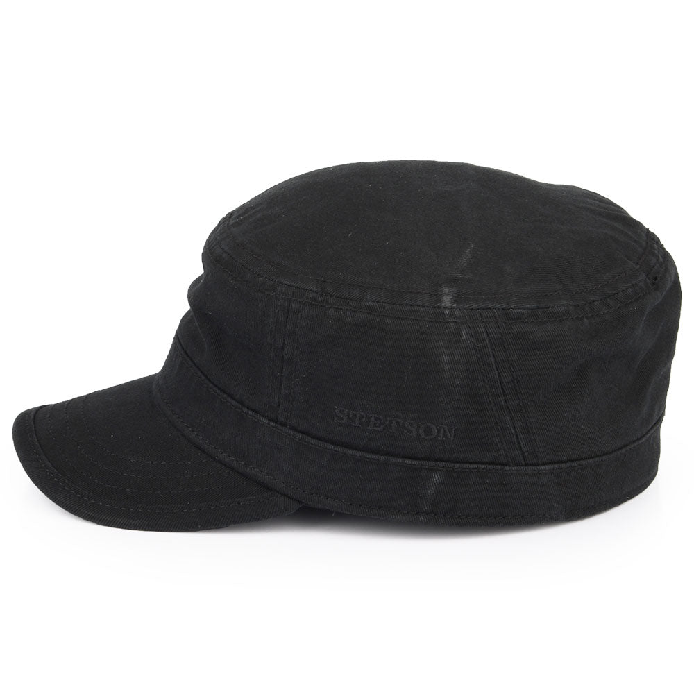 Gorra militar de algodón de Stetson - Negro
