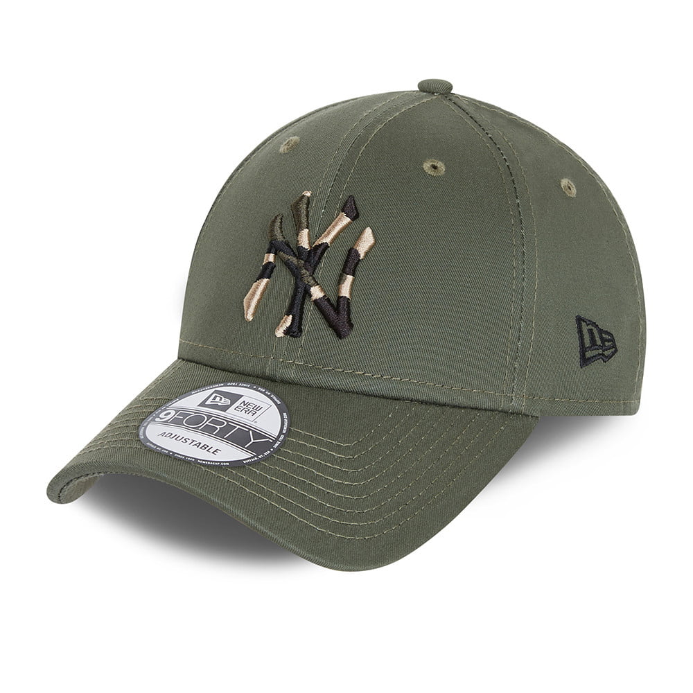 Gorra de béisbol 9FORTY MLB Camo Infill New York Yankees de New Era - Verde Oliva