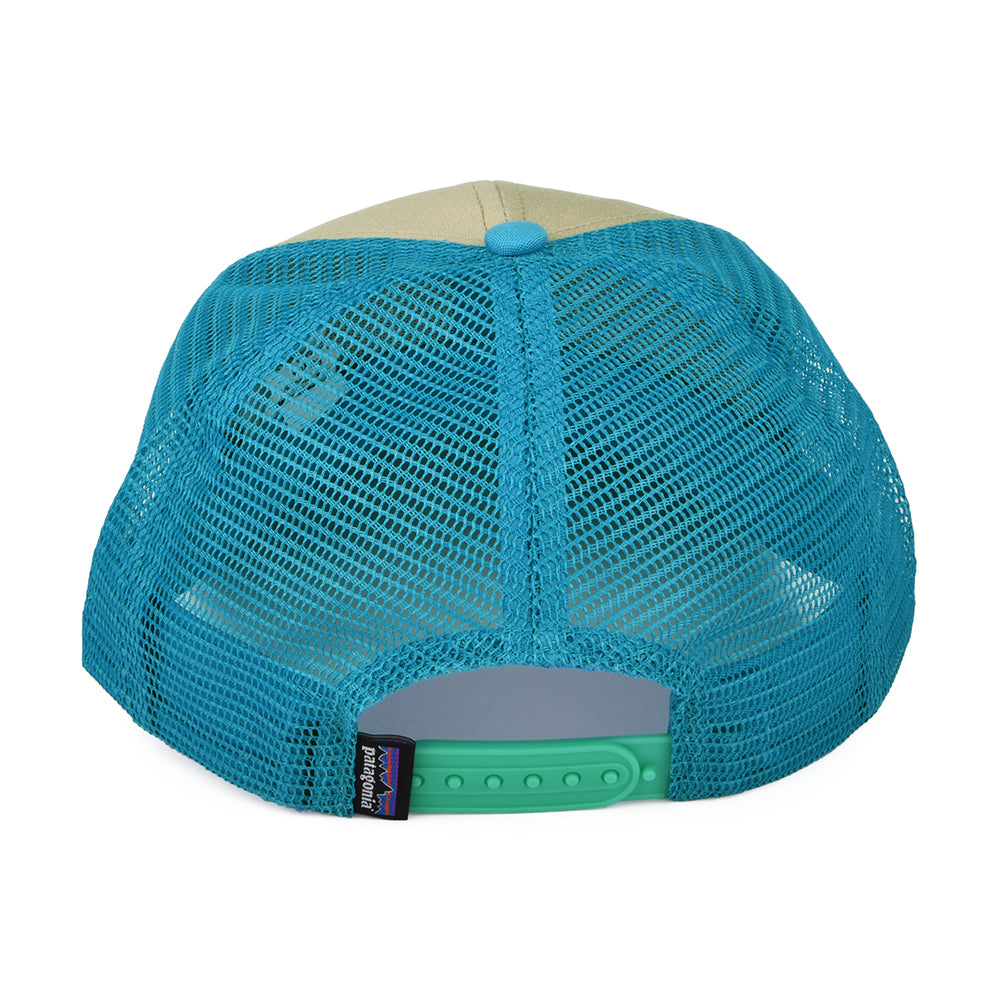 Gorra Trucker Fly The Flag Label de algodón orgánico de Patagonia - Beige Arena-Azul