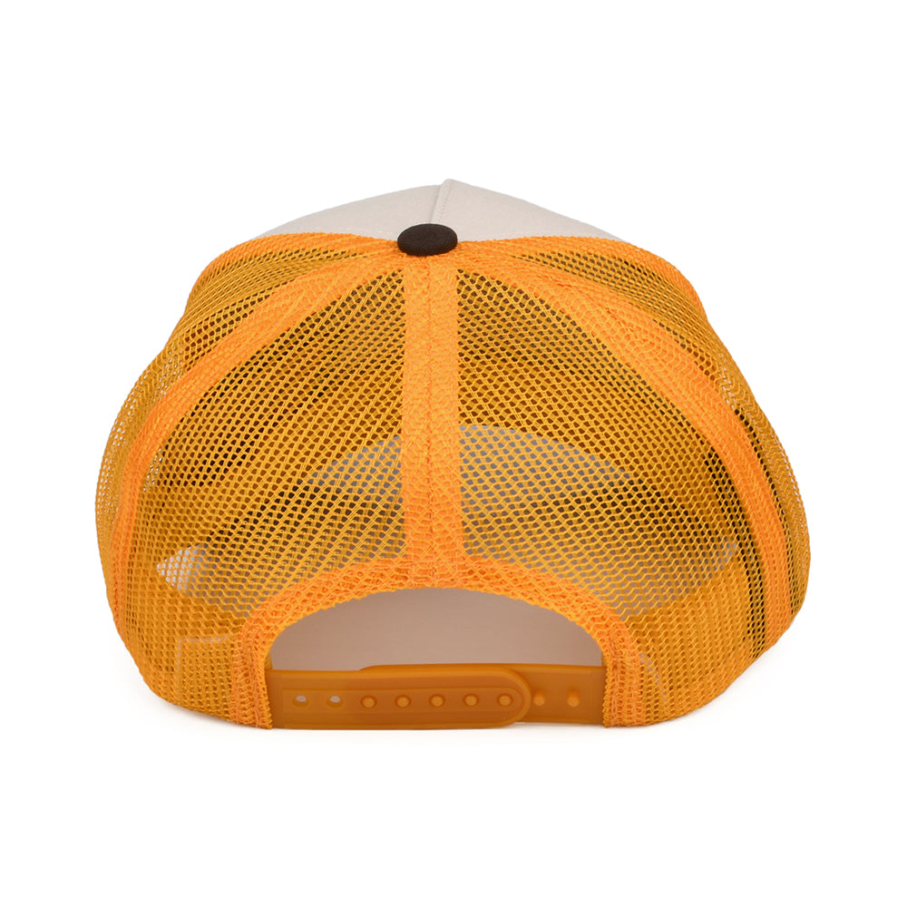 Gorra Trucker Alpha Block NetPlus MP de Brixton - Blanco Roto-Naranja-Marrón