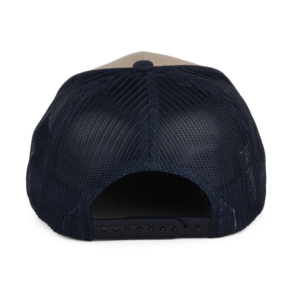 Gorra Trucker Rival Stamp NetPlus MP de Brixton - Arena-Azul Marino Lavado