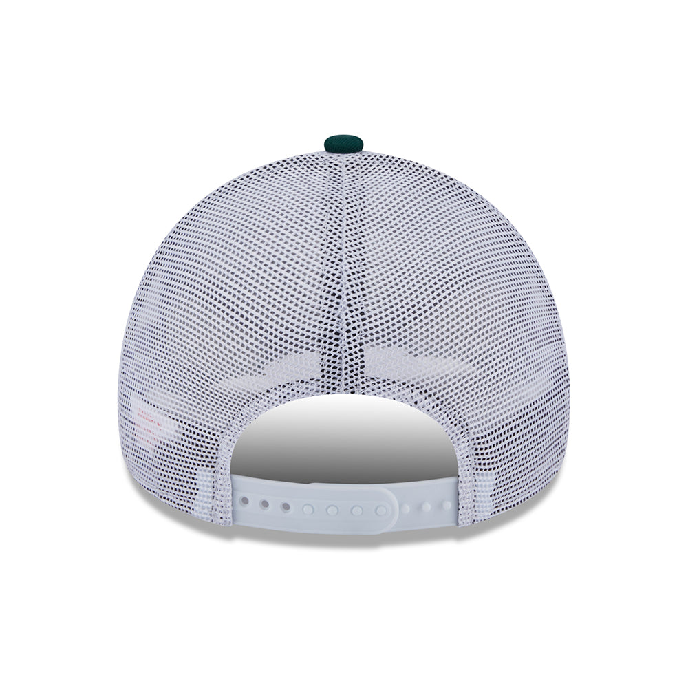 Gorra Trucker A-Frame MLB Team Script Oakland Athletics de New Era - Verde Oscuro-Blanco