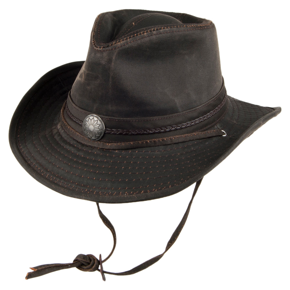 Sombrero Outback de aldogón envejecido con Insignia de Dorfman Pacific - Marrón