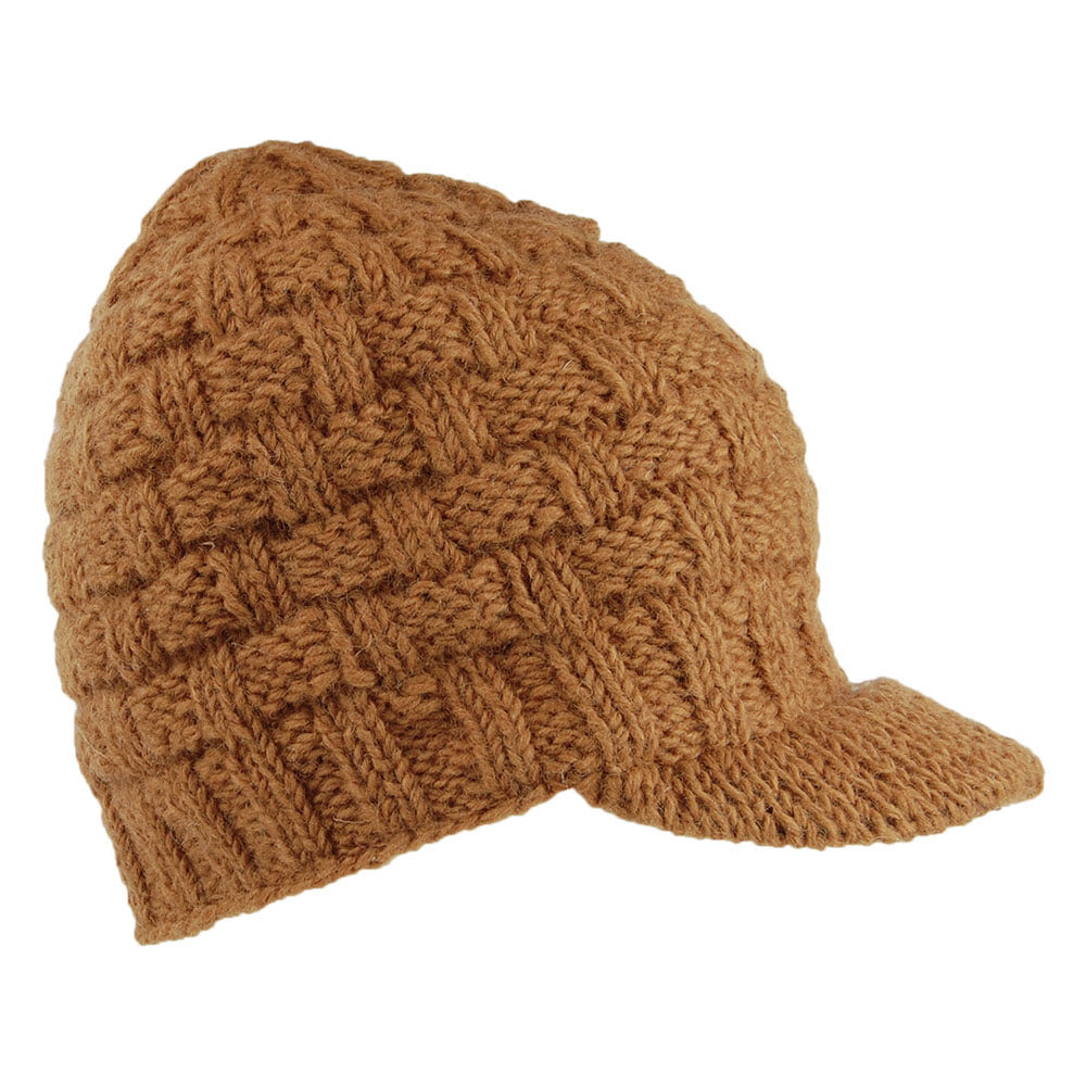 Gorro Beanie con visera Basket Weave de Kusan - Caramelo