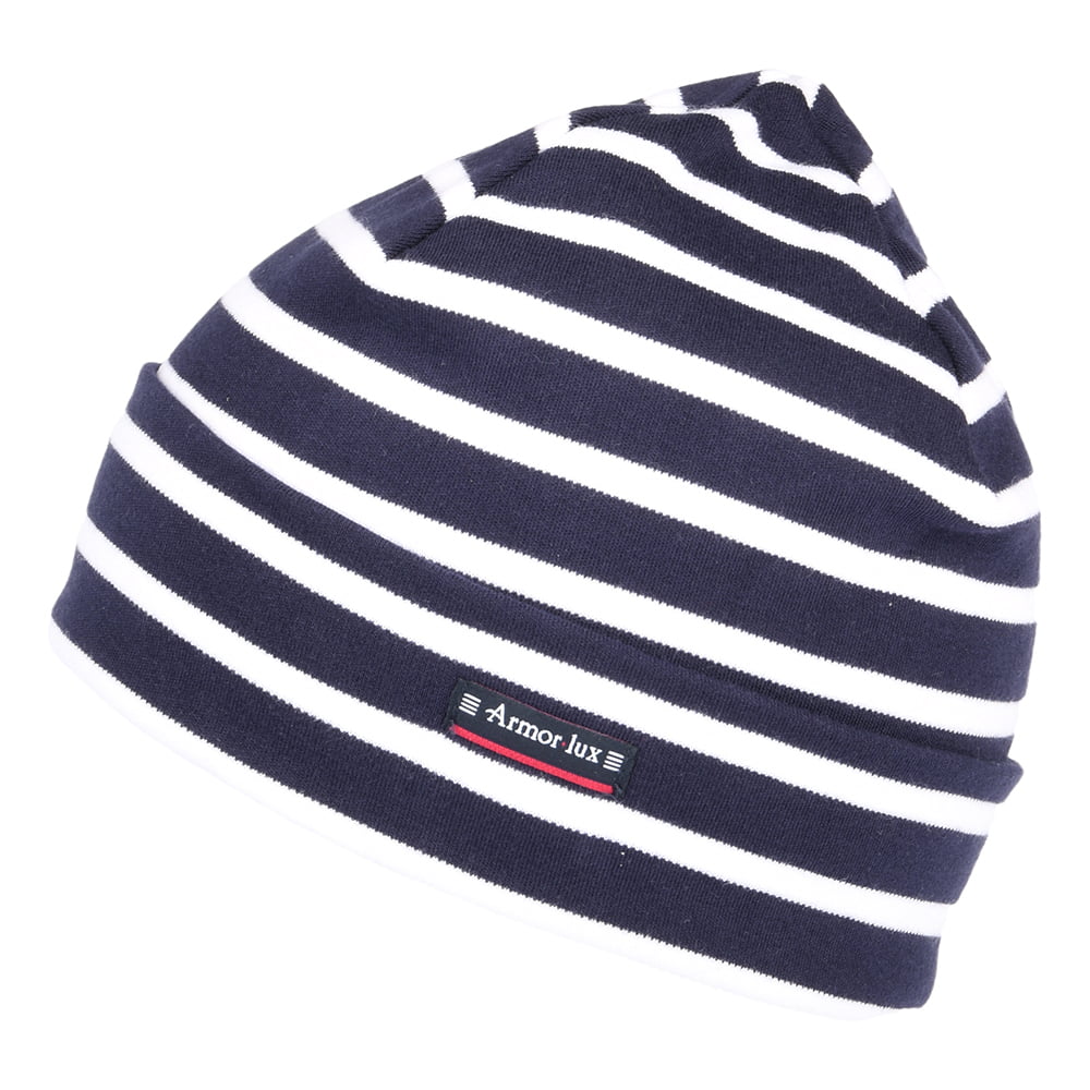 Gorro Beanie Treguier Interlock a rayas de algodón de Armor Lux - Azul Marino-Blanco