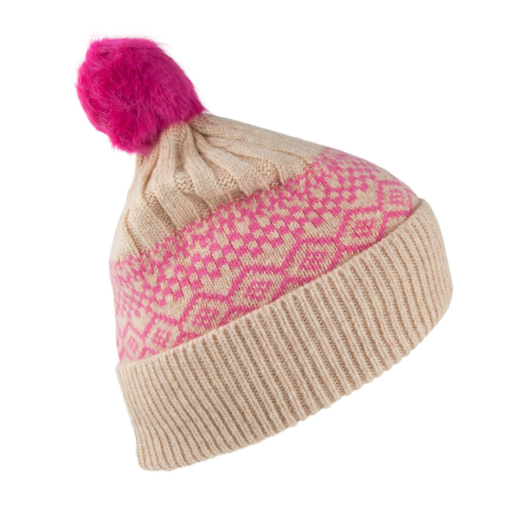 Gorro con pompón tejido Fair Isle de Joules - Crema