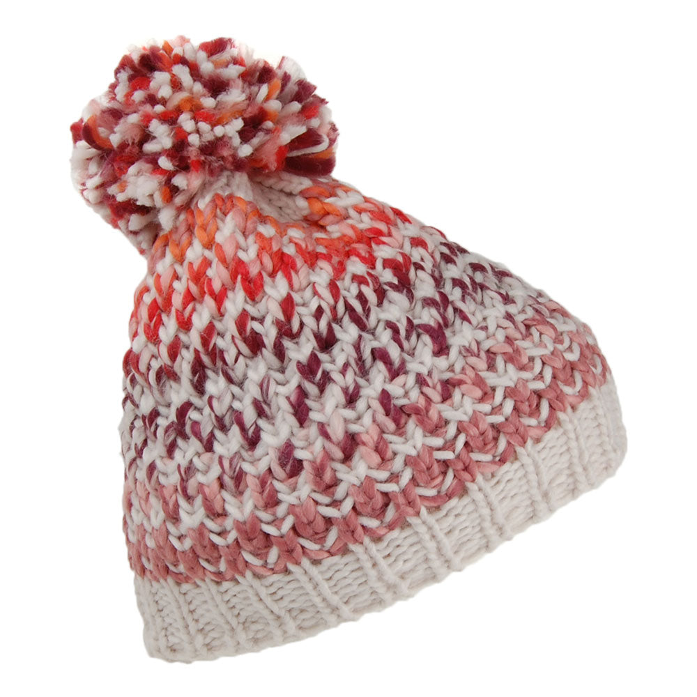 Gorro con pompón Nicole Space-Dyed de Barts - Crema-Granate