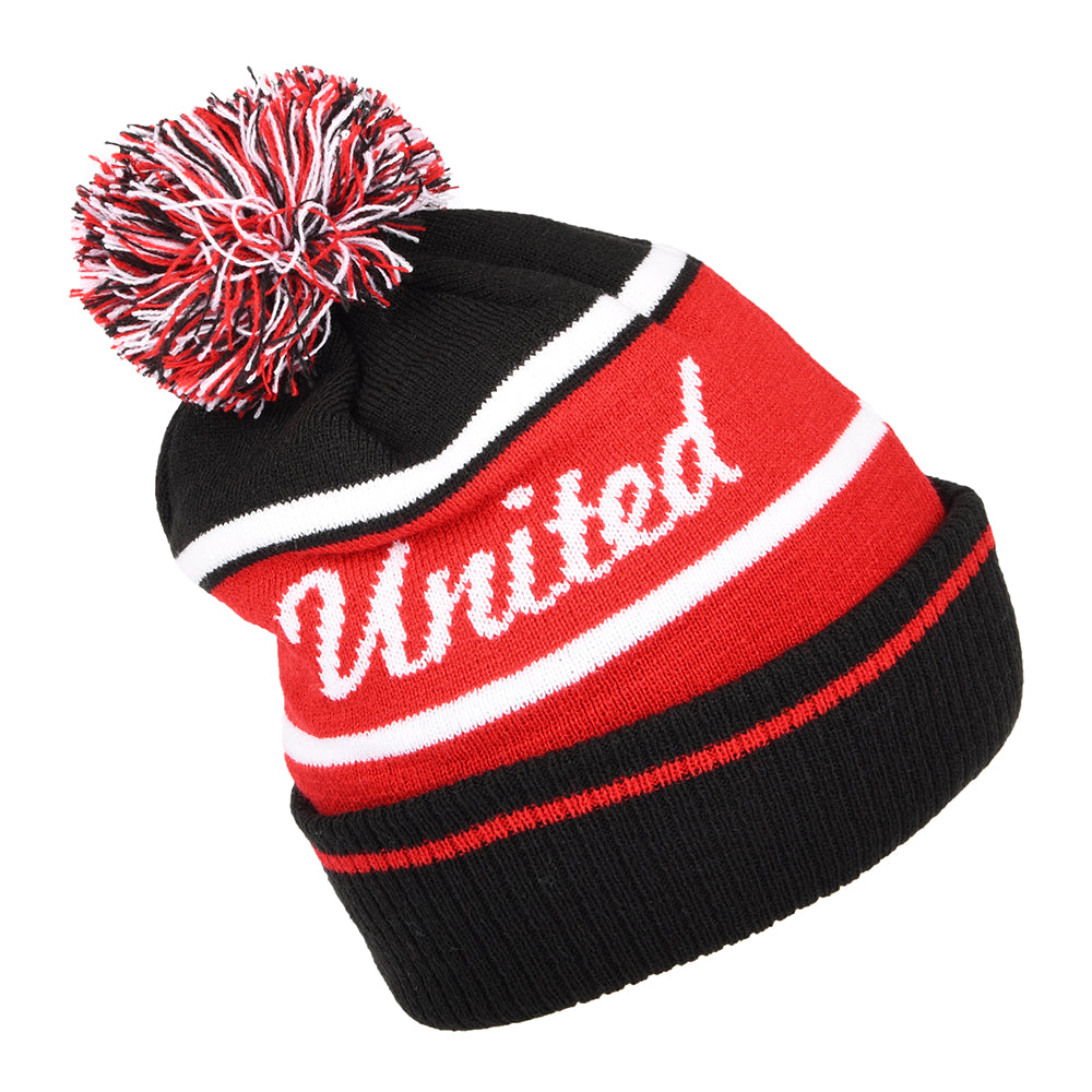 Gorro con pompón Vuelta Tejida Wordmark Manchester United de New Era - Negro-Escarlata