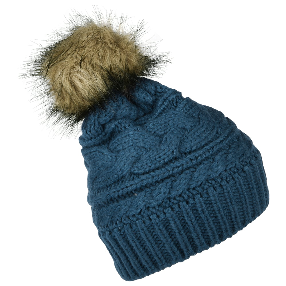 Gorro con pompón de piel sintética Triple Cable de The North Face - Azul