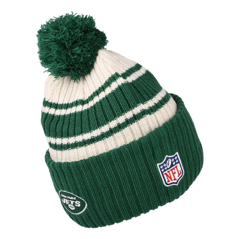 Gorro con pompón NFL Sideline Sport Knit New York Jets de New Era - Verde-Blanco