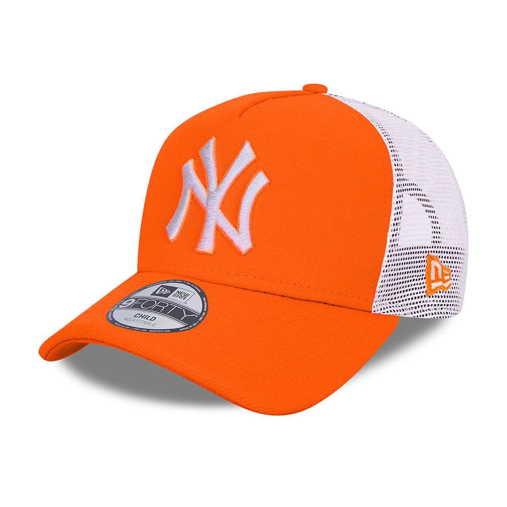 Gorra Trucker niños A-Frame MLB Tonal Mesh New York Yankees de New Era - Naranja Neón