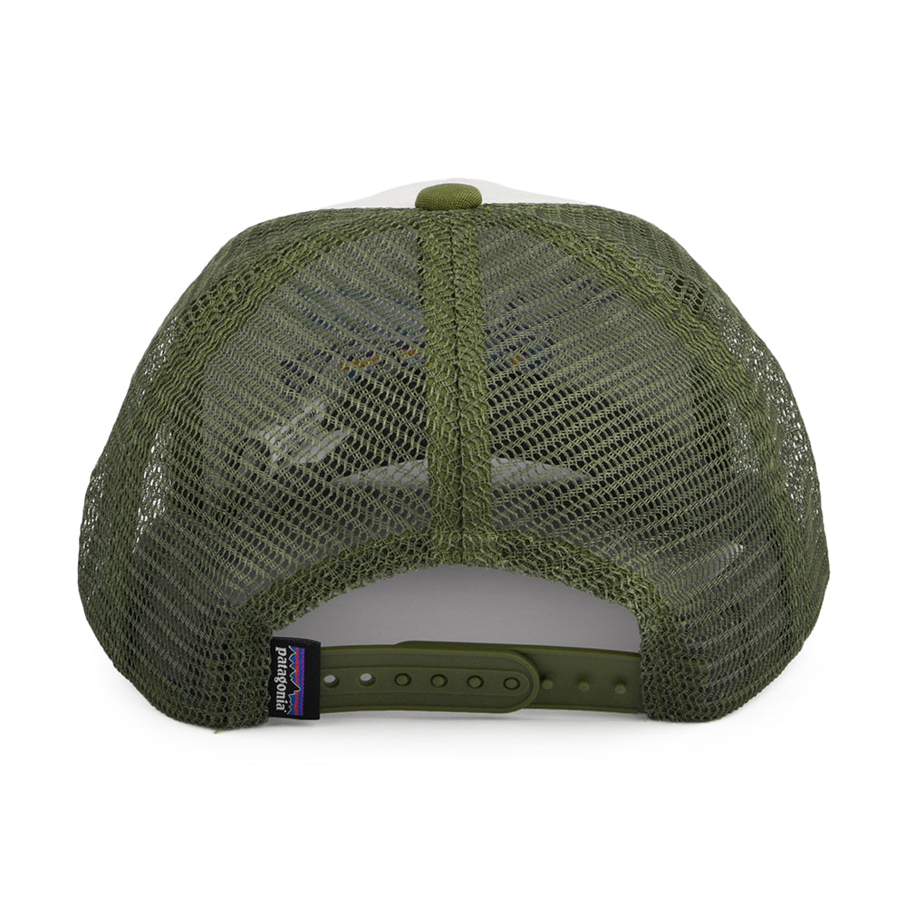 Gorra Trucker niños Fitz Roy de algodón orgánico de Patagonia - Blanco-Oliva