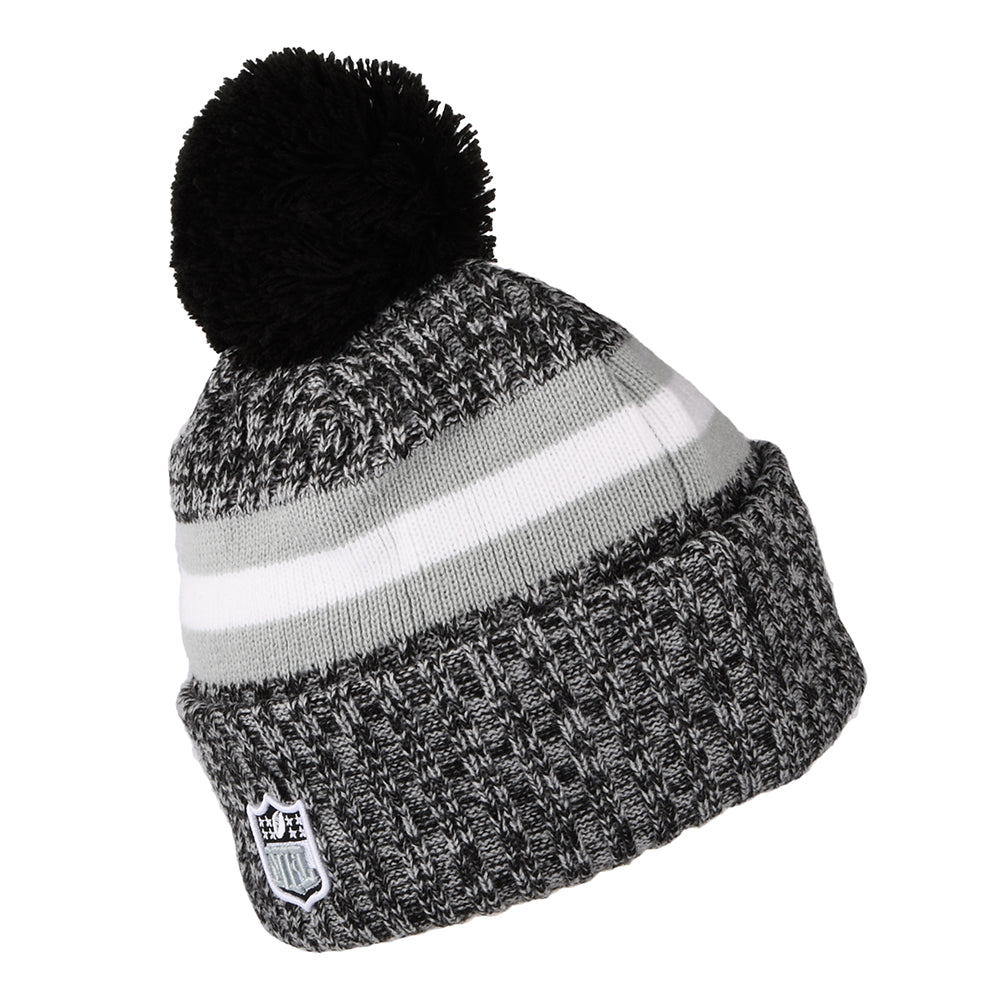 Gorro con pompón NFL Sideline Sport Knit Las Vegas Raiders de New Era - Negro-Gris-Blanco