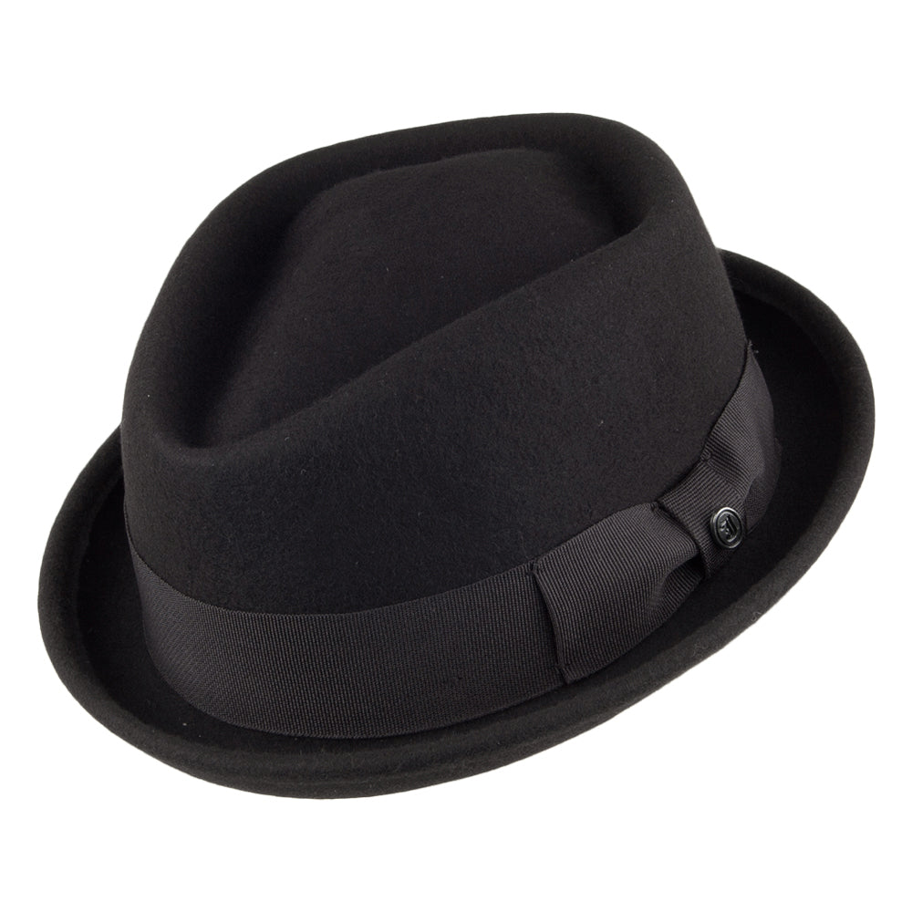 Sombrero Pork Pie flexible Copa Diamante de Jaxon & James Negro al por mayor