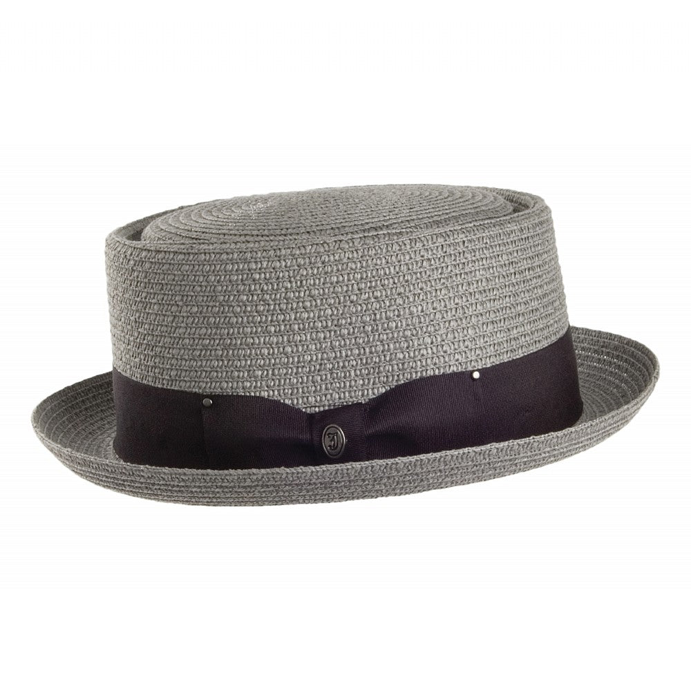 Sombrero Pork Pie trenzado de paja Toyo de Jaxon & James Gris al por mayor