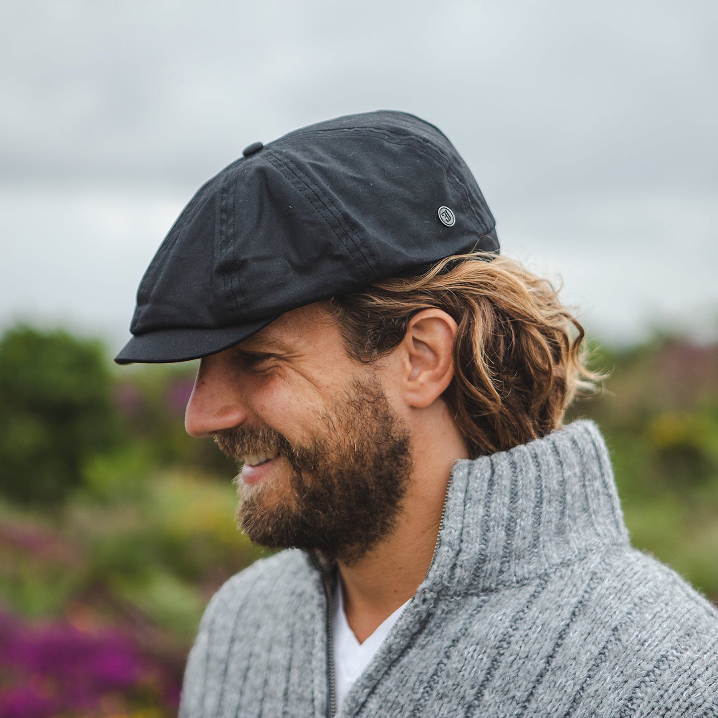 Gorra Newsboy British Millerain de algodón encerado de Jaxon & James Negro al por mayor