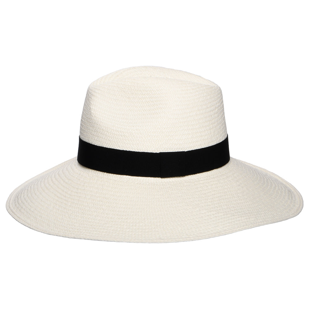 Sombrero Panamá Jessica de ala ancha con cinta decorativa negra de Christys - Decolorado