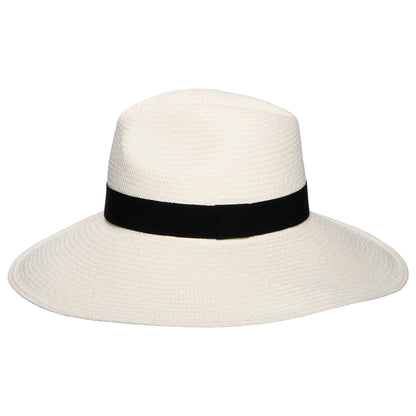 Sombrero Panamá Jessica de ala ancha con cinta decorativa negra de Christys - Decolorado