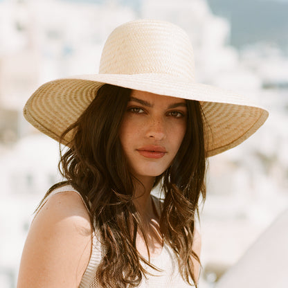 Sombrero de Sol Janae de ala ancha de paja toyo de Brixton - Natural