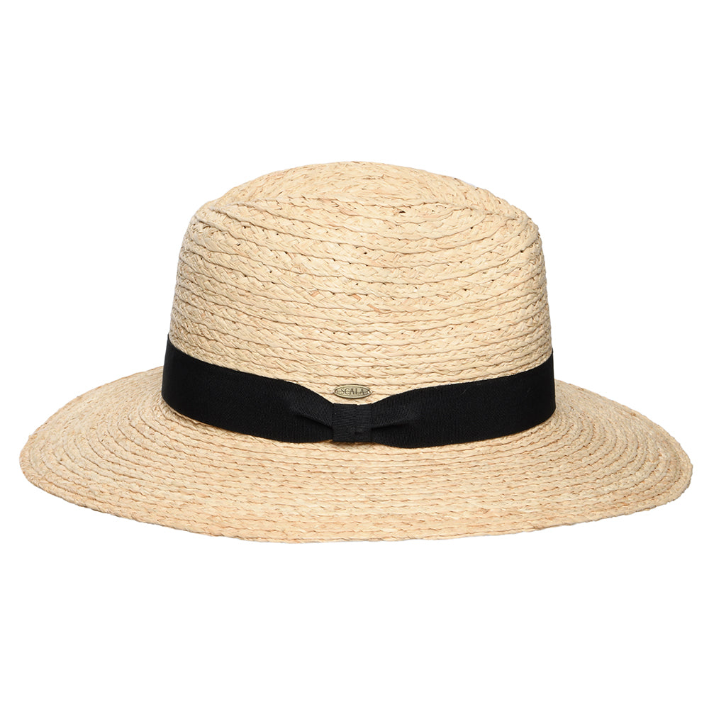 Sombrero Fedora Safari Franie de paja de rafia de Scala - Natural