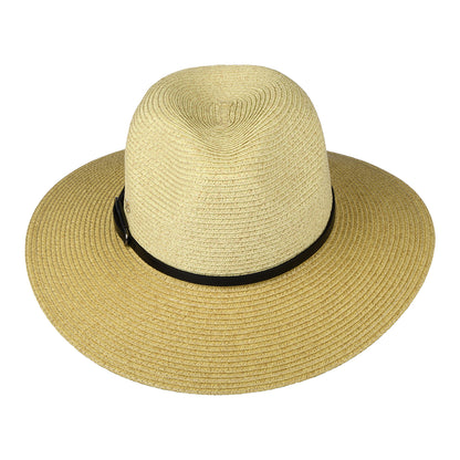 Sombrero Fedora Safari de trenza de papel de Cappelli - Natural-Negro