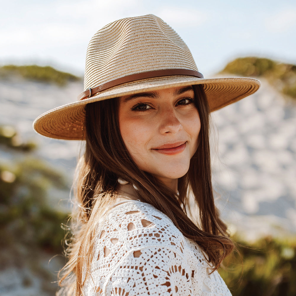 Sombrero Fedora Safari de trenza de papel de Cappelli - Natural-Marrón