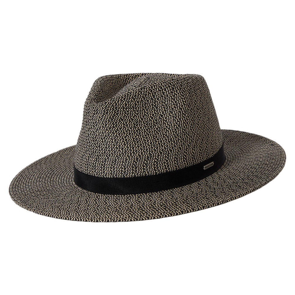 Sombrero Fedora Carolina plegable de paja toyo de Brixton - Negro-Natural