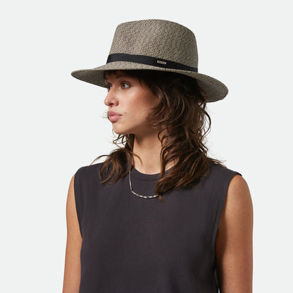 Sombrero Fedora Carolina plegable de paja toyo de Brixton - Negro-Natural