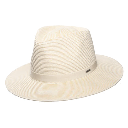 Sombrero Fedora Carolina plegable de paja toyo de Brixton - Crema